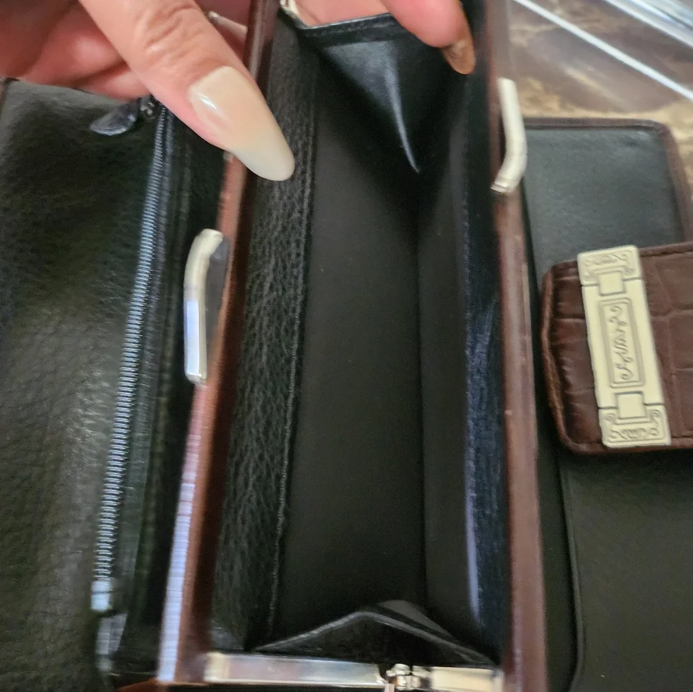 Brighton Brown Woven Leather Kisslock Wallet/Wristlet EUC - Picture 9 of 16
